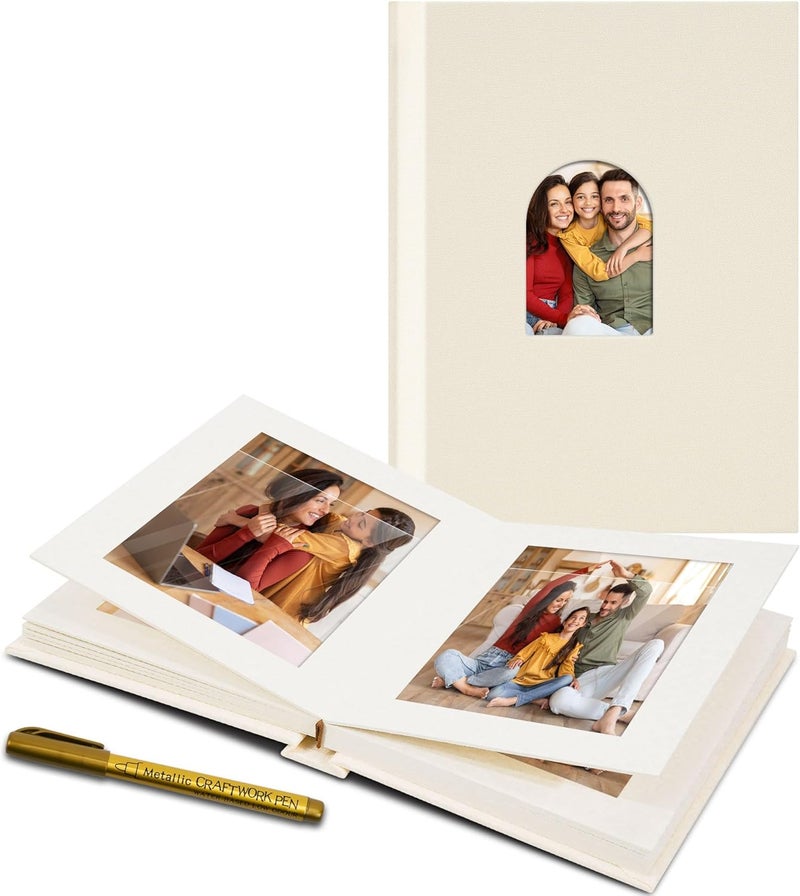 Remowith Premium Small Photo Album 4x6 with 30 Pockets, Linen Cover Memory Book with Writing Space Ideal for Wedding Photo Albums, Baby Books, and Travel Journals, Beige - Image 1
